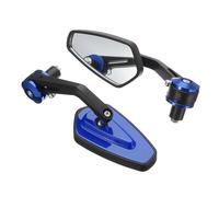 (Blue) 7/8inch Aluminum Handlebar End Rear View Side Mirror Universal For Motorcycle