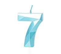 Blue 7 Birthday Candle Number 7 for Cake, 7th Birthday Cake Toppers for Girls