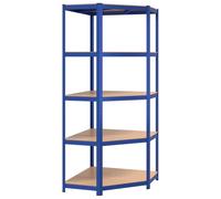vidaXL 5-layer Corner Shelf Blue Steel&engineered Wood, Blue