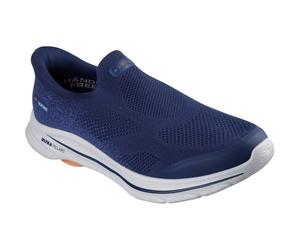 (Blue, 8 (Adults')) Skechers Go Walk 8 Pelayo Textile Men's Navy/Orange Trainers