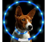 (Blue) 8 Colours RGB LED Flash Pet Dog Collars Light Anti Lost USB Rechargeable Night Safety