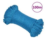 vidaXL Multifunctional Work Rope - Blue - 8 mm x 100 m, Durable Polypropylene Material, UV and Weather-resistant, Suitable for Indoor/Outdoor Use