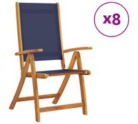 (blue, 8 pcs) vidaXL Folding Garden Chairs Dining Chair Solid Wood Acacia and Textilene