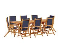 (blue, 8 piece/rectangular) vidaXL Garden Dining Set 9 Piece Table & Chair Solid Wood Acacia and Textilene