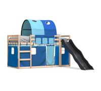 (blue, 80 x 200 cm) vidaXL Bunk Bed with Slide and Curtains Bed Frame Kids Twin Sleeper Loft Bed