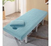 Blue,80x190cm/2.6x6.2ft,Beauty Bed Cover Massage Bed Sheets with Face Hole,Elastic All-Round Wrap Massage Table Cover Washable Massage Bed Cover Beauty SPA Couch Cover