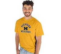 Blue 84 NCAA Michigan Wolverines Mens T Shirt Line Up Secondary Color, Michigan Wolverines Gold, Large
