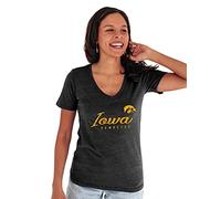 Blue 84 Women's Premium V-Neck Tri Blend T Shirt, Iowa Hawkeyes Black, Small
