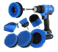 (Blue) 8pcs Cleaning Drill Brush Set Power Scrubber Cleaning Brush Kit with Extension Rod for Car Kitchen Grill Tile Toilet Bathroom