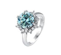 (blue, 9) Bagueringen Luxury 3 Carat Moissanite Diamond Jewelry S925 Sterling Silver Wedding Ring For Women Flower Shaped Design Size5-9