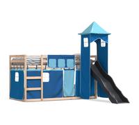 Bunk Bed with Slide and Curtains Bed Frame Kids Twin Sleeper Loft Bed vidaXL