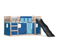 (blue, 90 x 200 cm) vidaXL Bunk Bed with Slide and Curtains Bed Frame Loft Bed Pink 90x190 cm