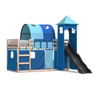 (blue, 90 x 200 cm) vidaXL Bunk Bed with Slide and Curtains Twin Sleeper