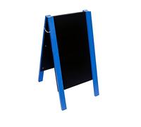 Blue A Frame Chalkboard/Blackboard. Fitted with Tough Melamine™ Hard Plastic, Non Porous Panels - Easy to Clean. 80cm x 40cm for Chalk Markers and Chalk. Double Sided Sign.