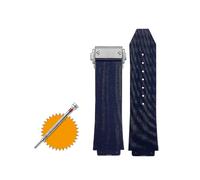 (blue A silver, 24mm-17mm) Watchband For Hublot Big Bang Silicone 25*19mm Waterproof Men's Watch Strap Chain Watch Accessories Rubber Bracelet Wristband-blue A Black Free Shippi