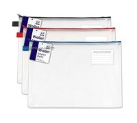 (Blue) A4 Tuff Wallet Reinforced Zip Closure Document File Storage Protective Bag WATT