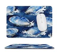 Blue Abalone Mollusk Shell Patten Mouse Pad with Stitched Edge Mousepad Non-Slip Rubber Base Mouse Mat for Laptop Computer 2 Cute Computer Mouse Pads for Office Gaming Home