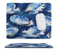 Blue Abalone Mollusk Shell Patten Mouse Pad with Stitched Edge Mousepad Non-Slip Rubber Base Mouse Mat for Laptop Computer 2 Cute Computer Mouse Pads for Office Gaming Home