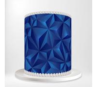 Blue Abstract 3D Triangles Geometric Shapes Background Design Art Wrap Around Print A4 Edible Paper Icing Sheet Cake Topper Side Ribbon Border Decor for Personalised Themed Decorations