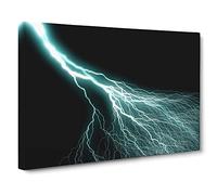 Blue Abstract Art Lightening No.1 Modern Canvas Wall Art Print Ready to Hang, Framed Picture for Living Room Bedroom Home Office Décor, 24x16 Inch (60x40 cm)