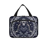 Blue Abstract Chimpanzee Hanging Travel Toiletry Cosmetic Makeup Bag Large Capacity Foldable Storage Wash Bags for Women Girls Bathroom