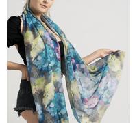 Blue Abstract Flower Print Scarf My Posh Shop Blue One Size