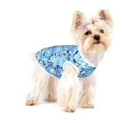 Blue Abstract Flowers,Cotton Sleeveless Pet T-Shirt Soft Stretchy Puppy Breathable Vest,L