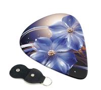 Blue Abstract Flowers Guitar Plectrums, 6 Guitar Plectrums, Double Sided Printing, For Acoustic Guitar, Bass, Ukulele, Electric Guitar (0.46 Mm 0.71 Mm 0.96 Mm)