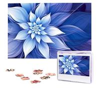 Blue Abstract Flowers Puzzles for Adults 1000 Pieces, Wooden Puzzle Personalized Jigsaw Puzzles from Photos, Challenging Puzzle Art Painting Home Decor Birthday Party Gift (29.5" x 19.7")