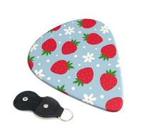 Blue Abstract Fruit Cute Strawberry Cartoon Pattern Guitar Picks for Guitar Accessories for Men Dad Boyfriend Ukulele Bass Player Musicians - 0.46mm