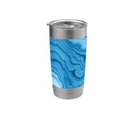 Blue Abstract Layered Waves Calm Modern Art Design Stainless Steel Insulated Tumbler