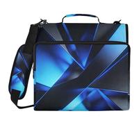 Blue Abstract Pattern 1.5-Inch 3-Ringing Zipper Binder with Shoulder Strap & Handle Includes Zip Pocket School Supplies Organizer for Office School Organizadores de adhesivos escolares
