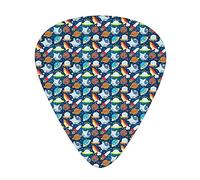 Blue Abstract Spaceship Guitar Picks 12 Pack Universal ABS Guitar Picks,Cosmic Star Filled Illustration with Asteroids Planetand Astronauts,for Acoustic and Electric Guitar,Blue