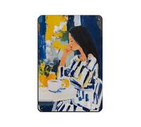 Blue Abstract Woman Coffee Shop Tin Sign Vintage Metal Pub Club Cafe Bar Home Wall Art Decoration Poster Retro 8x12inch(20x30cm)