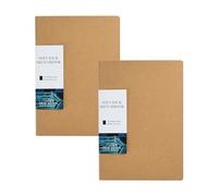 BLUE ACORN - 2 x A4 Portrait Softback Sewn Sketchbook - 20 Sheets 200gsm Black Cartridge Paper - Natural Cover - Ideal for Metallic Marker Pens, Shimmery Watercolours & Gel Pens