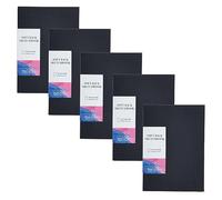 BLUE ACORN - 5 x A5 Portrait Softback Sketchbook - 20 Sheets 150gsm Multipurpose Paper - Black Cover - Perfect for Light Washes of Paint, Pencils & Sketching