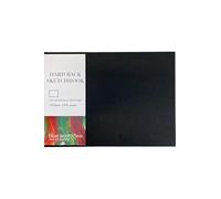 BLUE ACORN - A3 Landscape Hardback Sketchbook - 64 Sheets 150gsm Multipurpose Cartridge Paper - Black Cover with Page Marker - Ideal for Light Washes of Paint, Pencils & Sketching