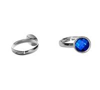 Blue Acrylic Rhinestone gem on a Adjustable Ring Jewellery Gift Handmade