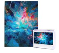 Blue Aesthetic Color Splash Puzzle for Adults 500 Pieces Personalized Jigsaw Puzzles from Photos, Challenging Puzzle Perfect for Game Nights, Wooden Puzzles Gift for Holiday Birthday