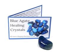 Blue Agate Polished Tumblestone Healing Crystals Crystal With Guide & Bag