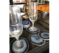 Blue Agate Silver Edge, Gilded, Microcrystalline Quartz Premium Coasters (set of 4) Gift