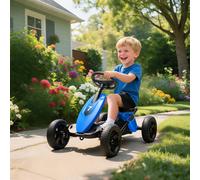 (Blue) AIYAPLAY Pedal Go-Kart for Kids with Silent EVA Wheels, Metal Frame