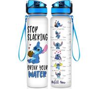 Blue Alien 32 Oz Water Track Bottle, Stop Slacking Drink Your Water Water Bottle With Time Marker, Alien Motivational Insulated Water Bottle, Gifts For Cute Alien Lovers
