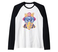 Blue Alien Portrait Fantasy Character Graphic Big Glasses Raglan Baseball Tee