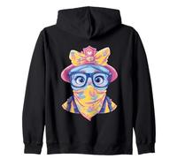 Blue Alien Portrait Fantasy Character Graphic Big Glasses Zip Hoodie