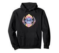 Blue Alien Portrait Fantasy Character Graphic Pink Bow Scarf Pullover Hoodie
