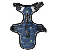 Blue Alligators Crown Reflective Dog Safety Vest for Doberman Working Control Vest for Walking at Night Chaleco para perro