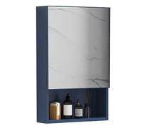 Blue Aluminum Bathroom Mirror Cabinet with Rectangle Shape for Bedroom and Living Room Large Size 50x11x65cm Wall Mounted Storage Organizer for Toilet