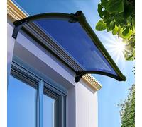 Blue Aluminum Canopy for Front Door - Polycarbonate Awning with Slope Design 110x250cm Durable Entrance Overhang Weatherproof Entryway Shelter