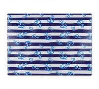 Blue Anchors On Navy Striped Glass Chopping Board Benjamin Tate Design Natural One Size